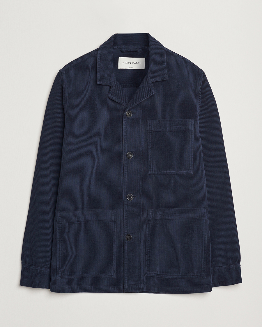 Herren | Hemden | A Day's March | Banagher Corduroy Overshirt Navy