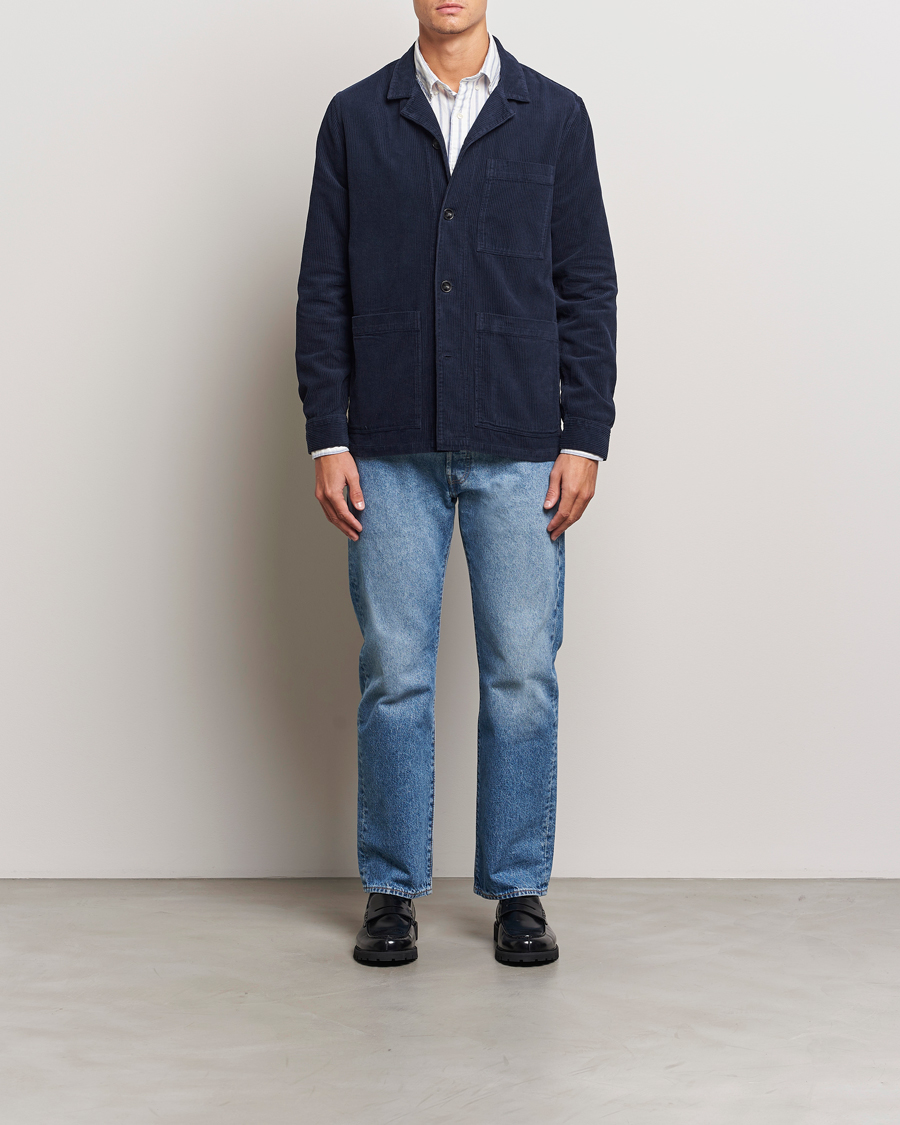 Herren | Hemden | A Day's March | Banagher Corduroy Overshirt Navy