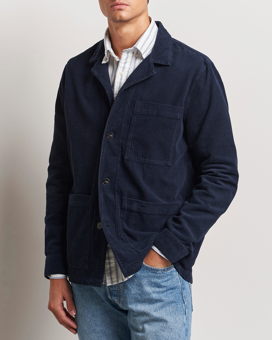 Herren | Hemden | A Day's March | Banagher Corduroy Overshirt Navy
