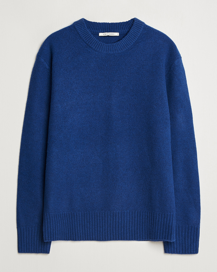 Herren | Pullover | A Day's March | Tietar Boiled Merino Sweater Blue