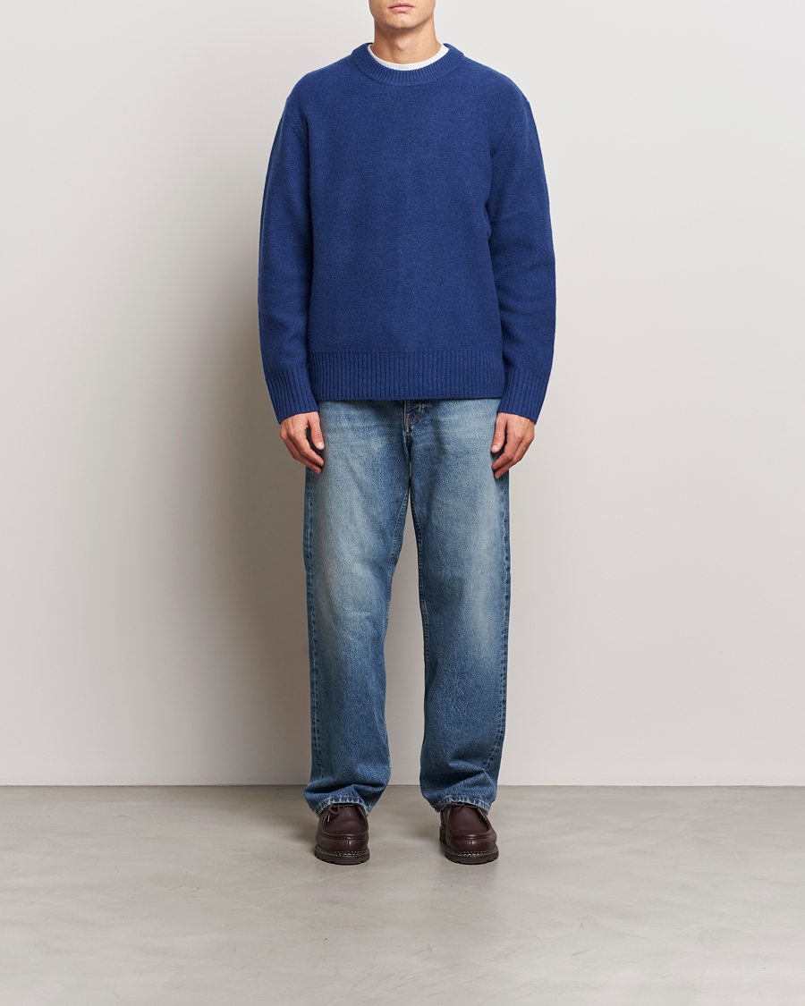 Herren | Pullover | A Day's March | Tietar Boiled Merino Sweater Blue