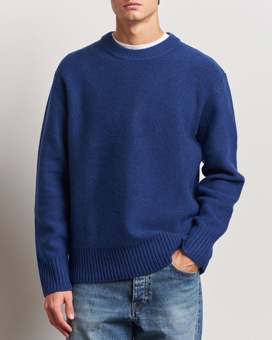Herren | Pullover | A Day's March | Tietar Boiled Merino Sweater Blue