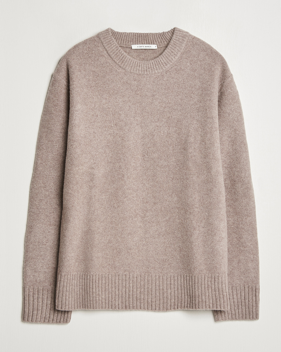 Herren | Pullover | A Day's March | Tietar Boiled Merino Sweater Taupe Melange