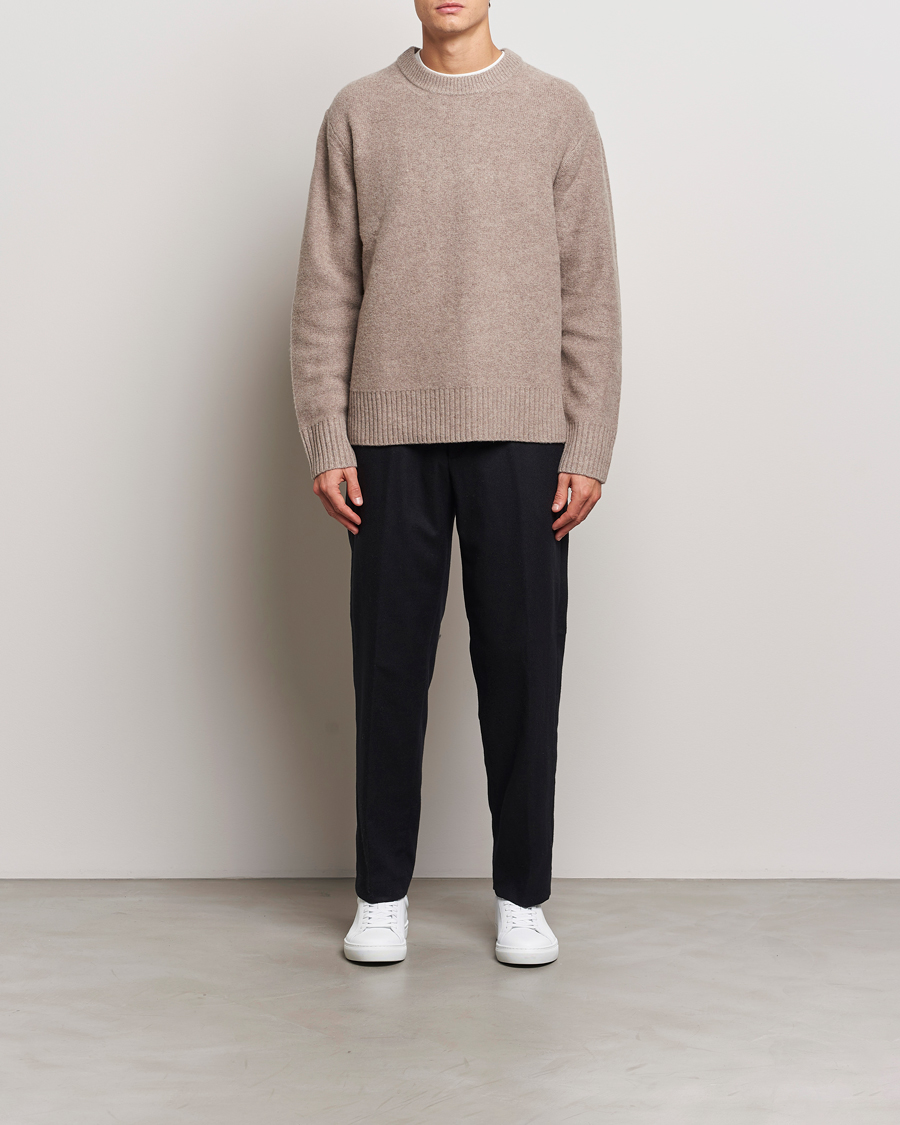 Herren | Pullover | A Day's March | Tietar Boiled Merino Sweater Taupe Melange