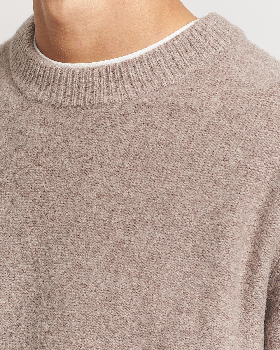 Herren | Pullover | A Day's March | Tietar Boiled Merino Sweater Taupe Melange