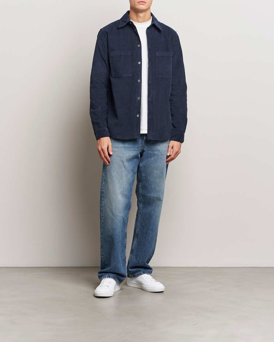 Herren | Hemden | A Day's March | Denver Corduroy Shirt Navy