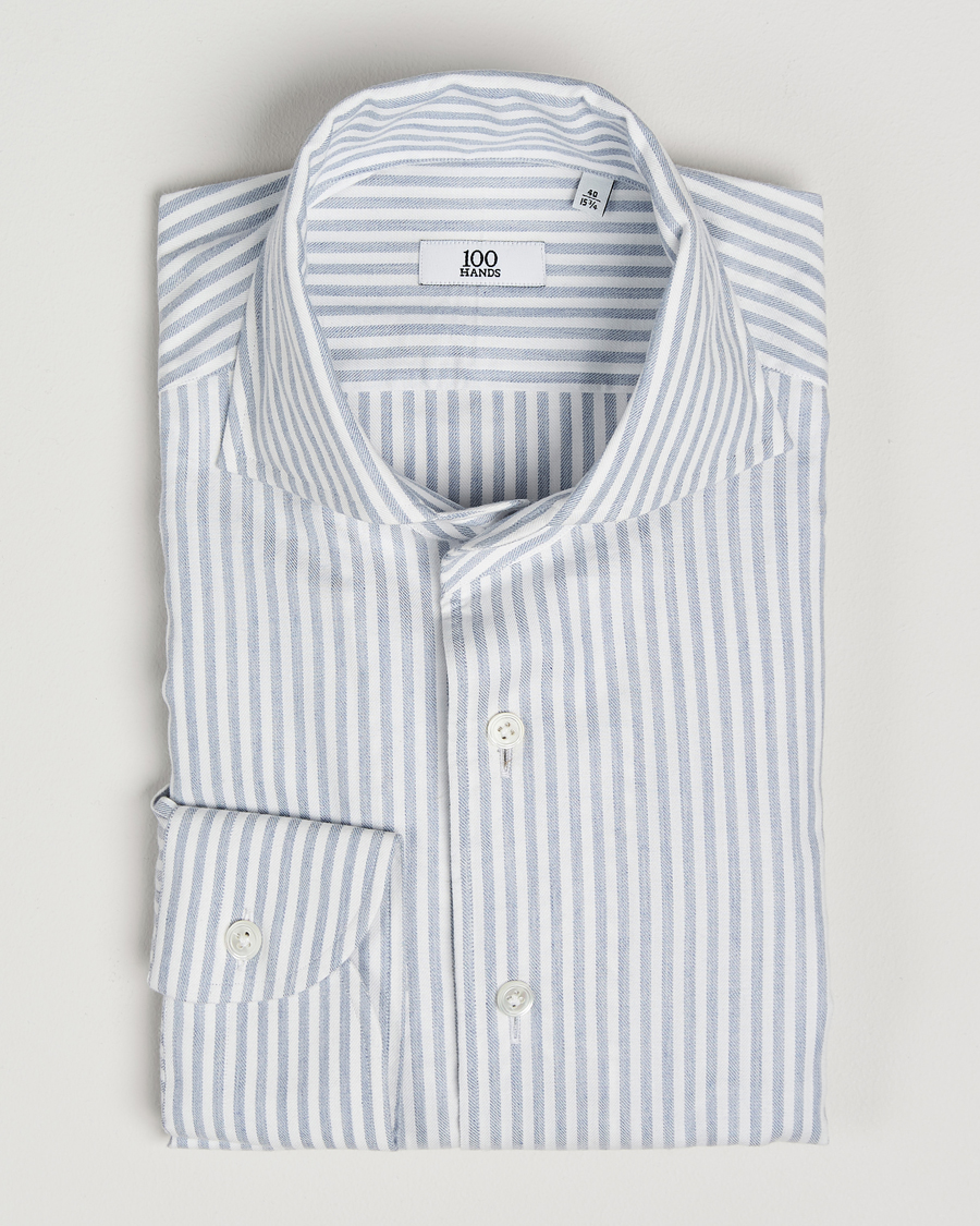 Herren | Hemden | 100Hands | Microstripe Cashmere Shirt Light Blue