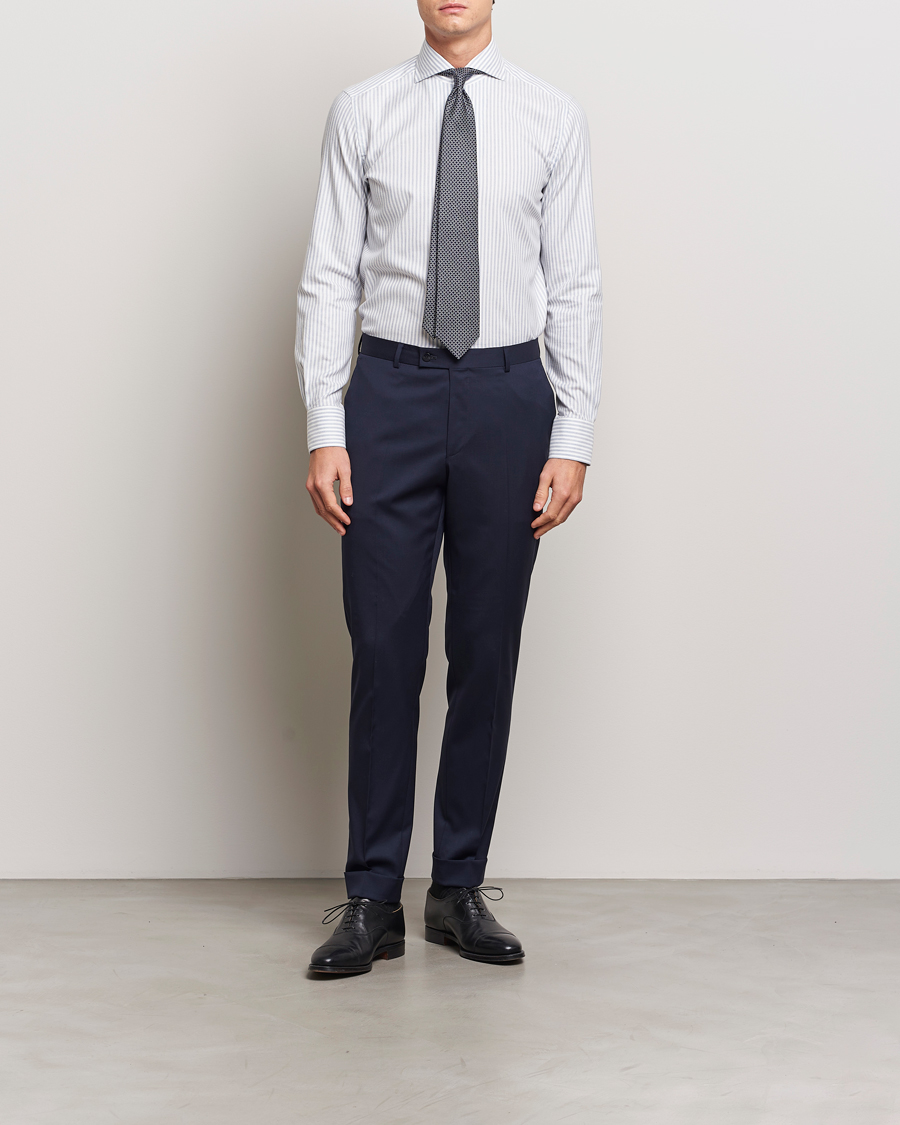 Herren | Hemden | 100Hands | Microstripe Cashmere Shirt Light Blue