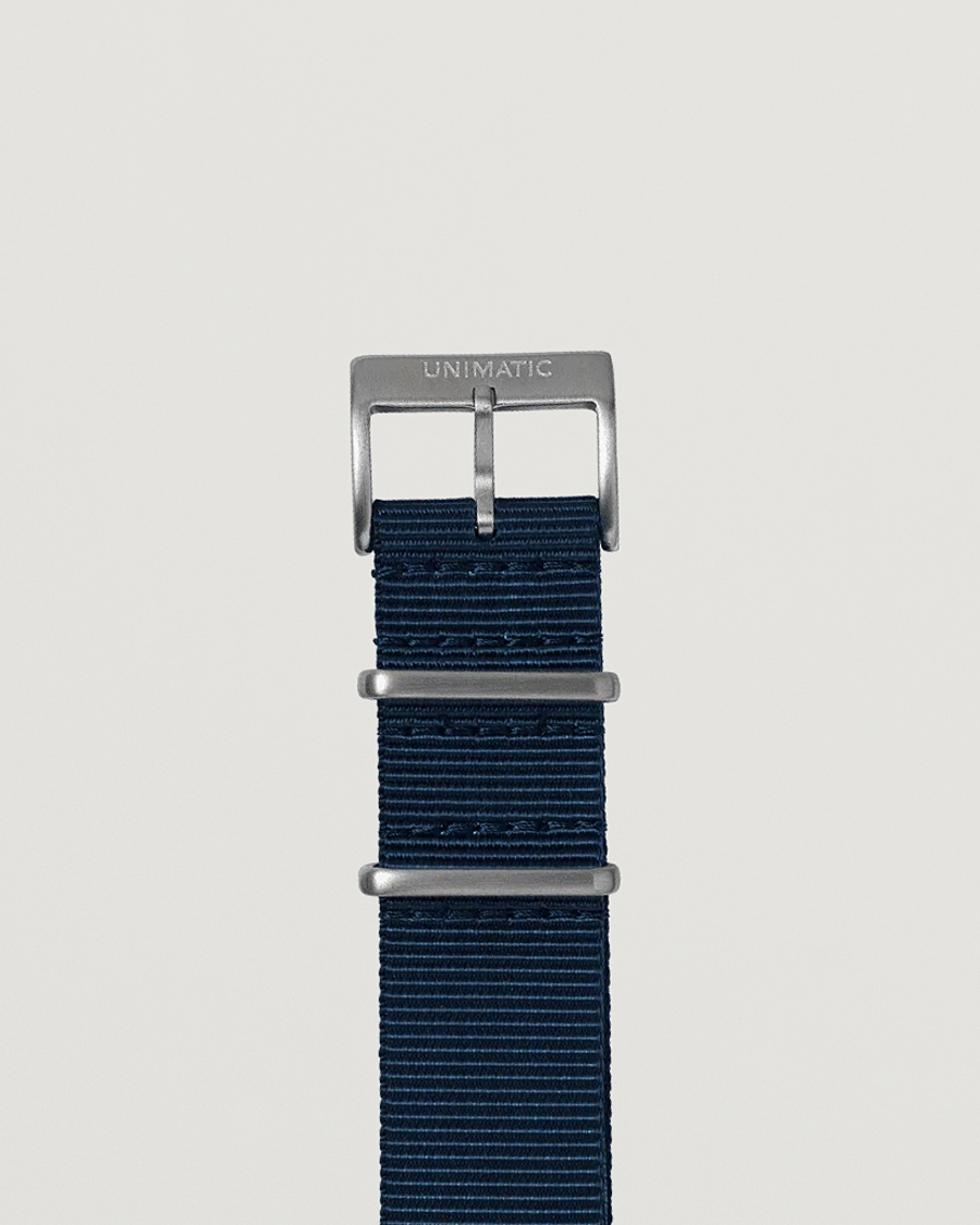 Herren | Uhrenarmband | UNIMATIC | Nylon Nato Steel 22mm Strap Vintage Navy