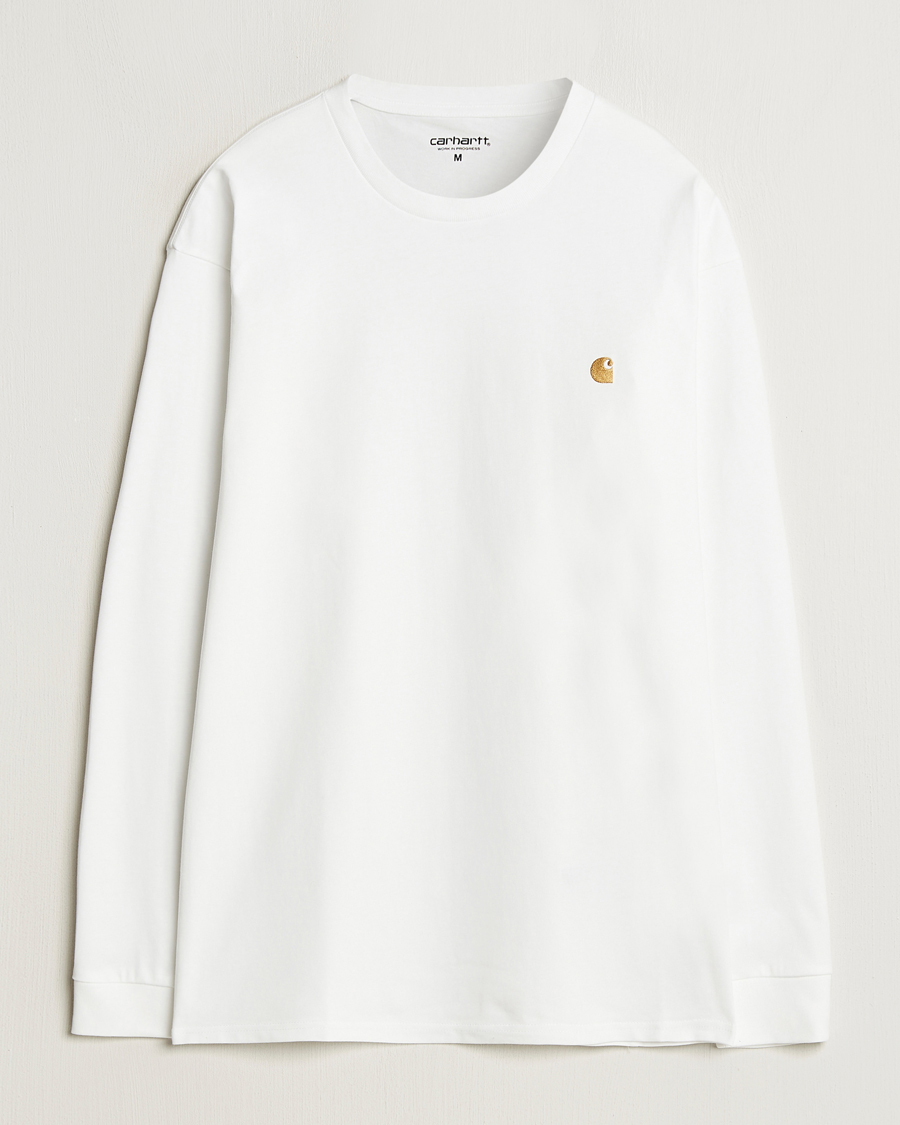 Herren | T-Shirts | Carhartt WIP | Chase Combed Cotton Long Sleeve T-Shirt White/Gold