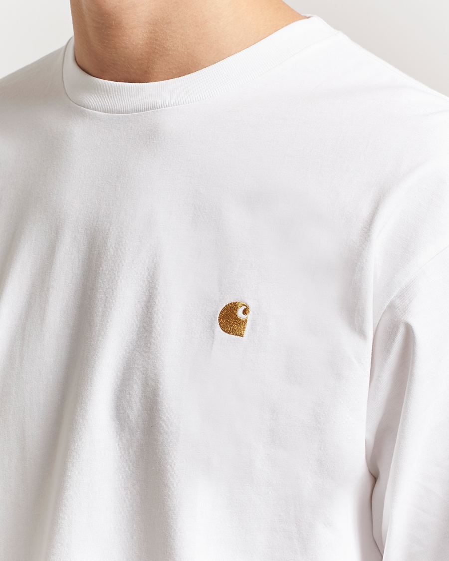 Herren | T-Shirts | Carhartt WIP | Chase Combed Cotton Long Sleeve T-Shirt White/Gold