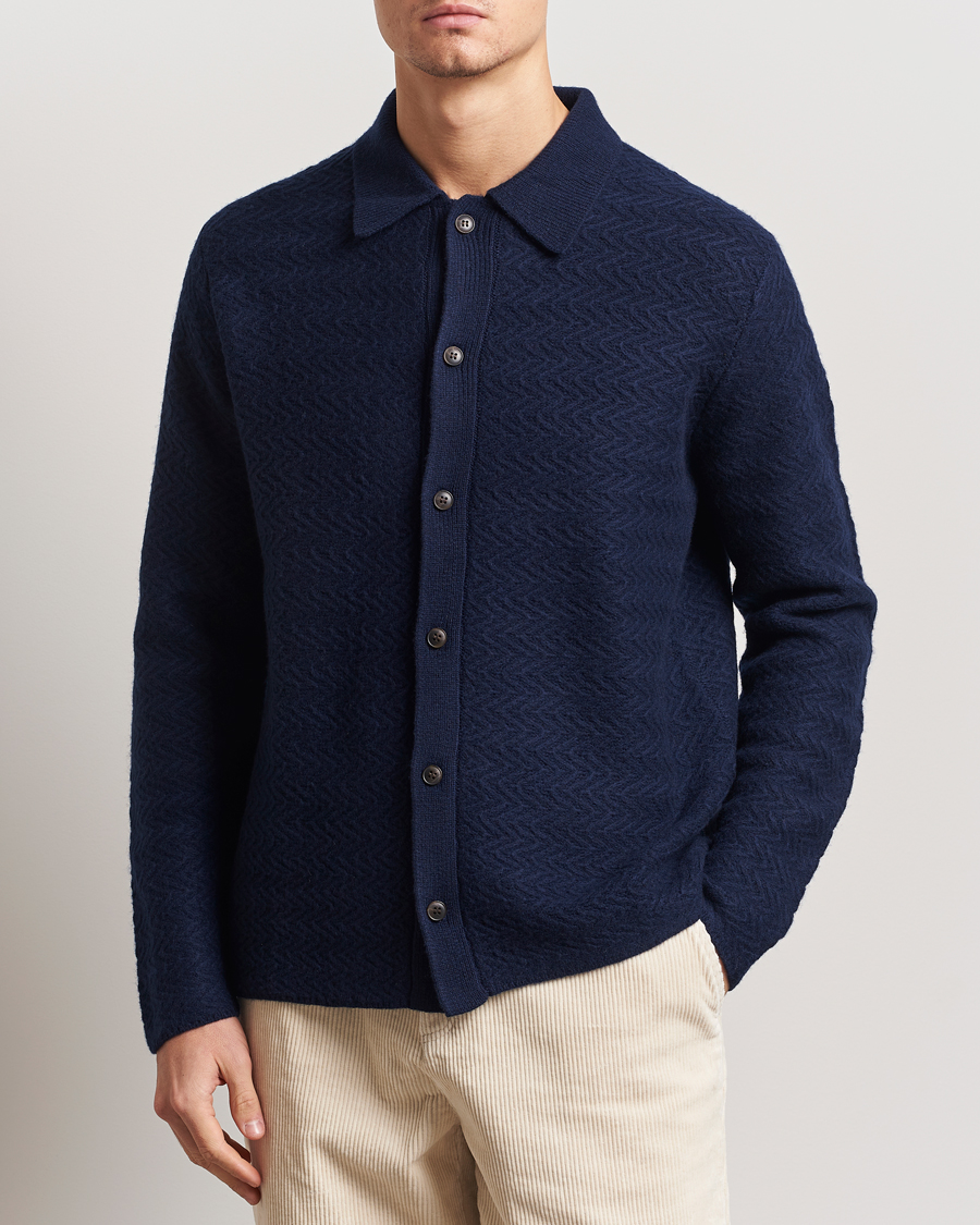 Herren | Pullover | LES DEUX | Finnegan Knit Shirt Cardigan Dark Navy