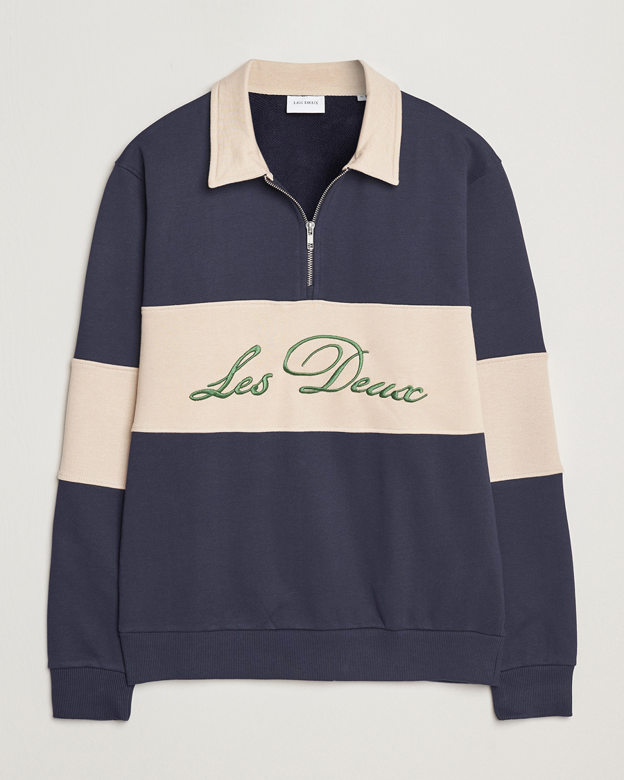 Herren | Pullover | LES DEUX | Cory Zipper Rugby Sweatshirt Dark Navy/Ivory