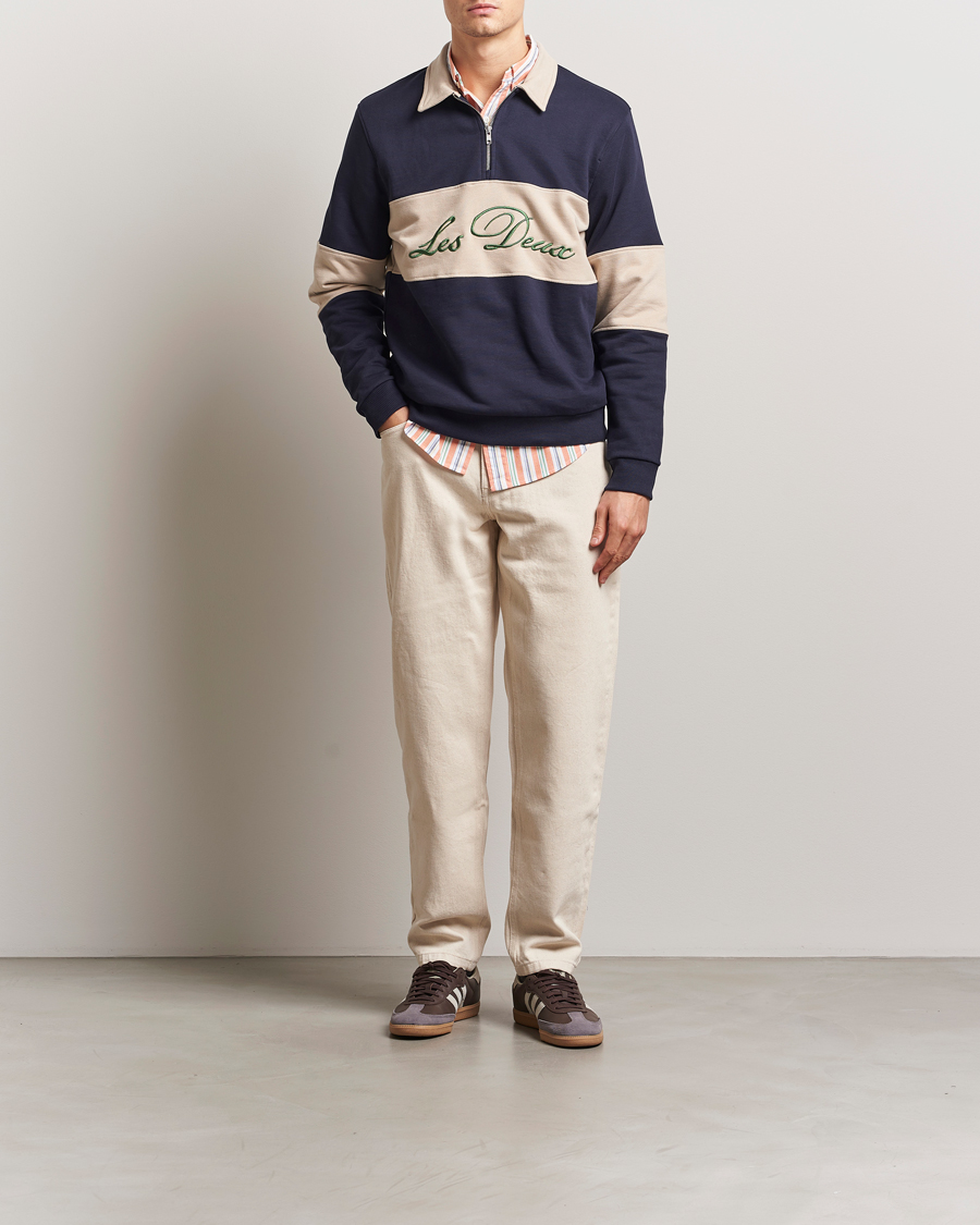 Herren | Pullover | LES DEUX | Cory Zipper Rugby Sweatshirt Dark Navy/Ivory