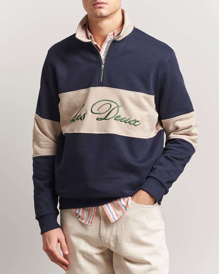 Herren | Pullover | LES DEUX | Cory Zipper Rugby Sweatshirt Dark Navy/Ivory