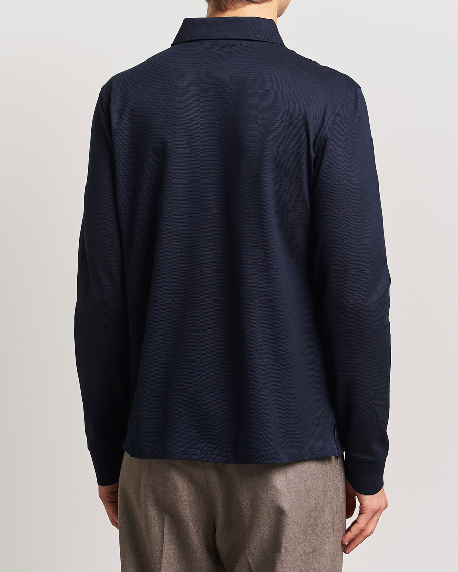 Herren | Poloshirts | Ralph Lauren Purple Label | Mercerized Cotton Long Sleeve Polo Chairman Navy