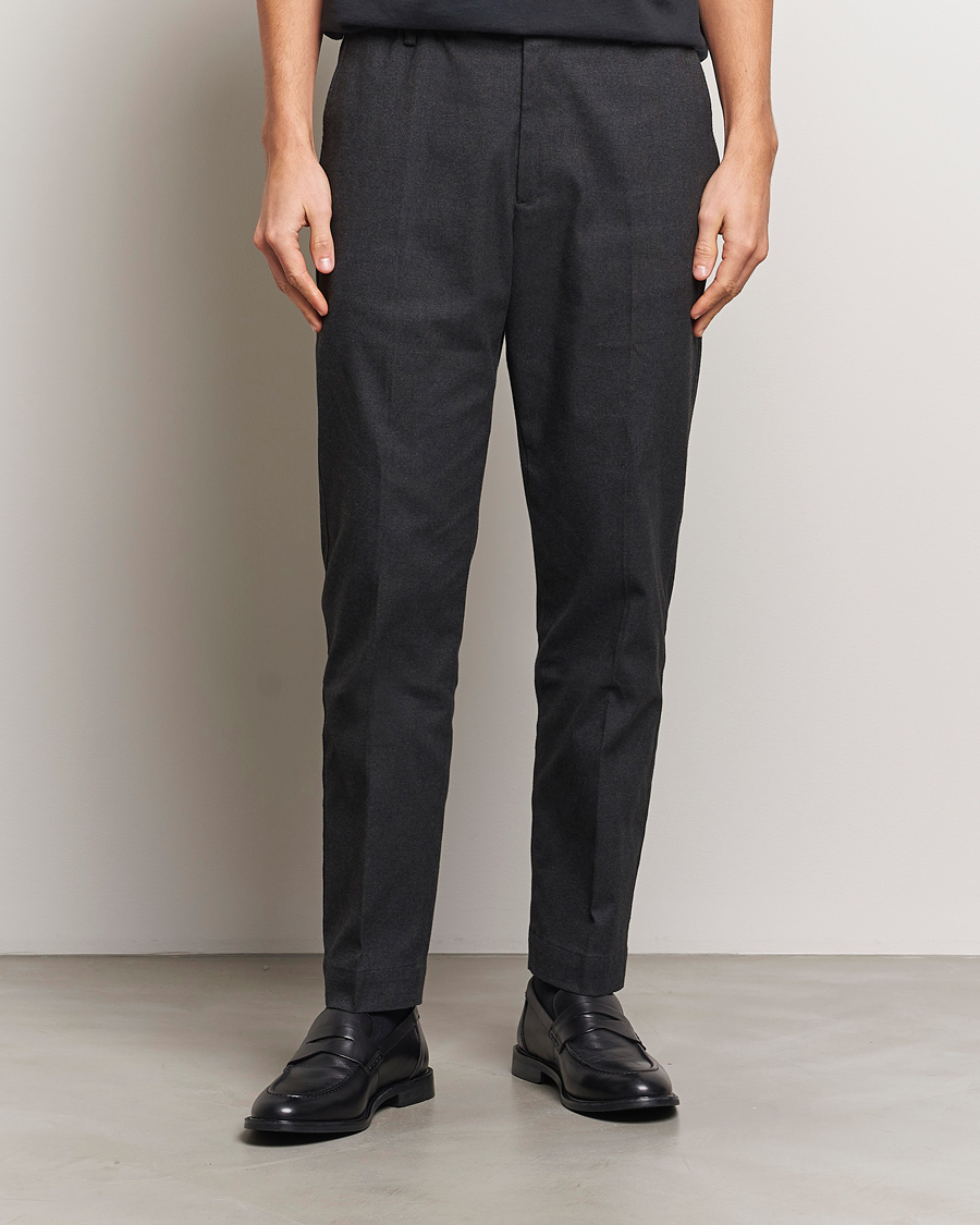 Herren | Hosen | NN07 | Billie Brushed Drawstring Trousers Black Melange