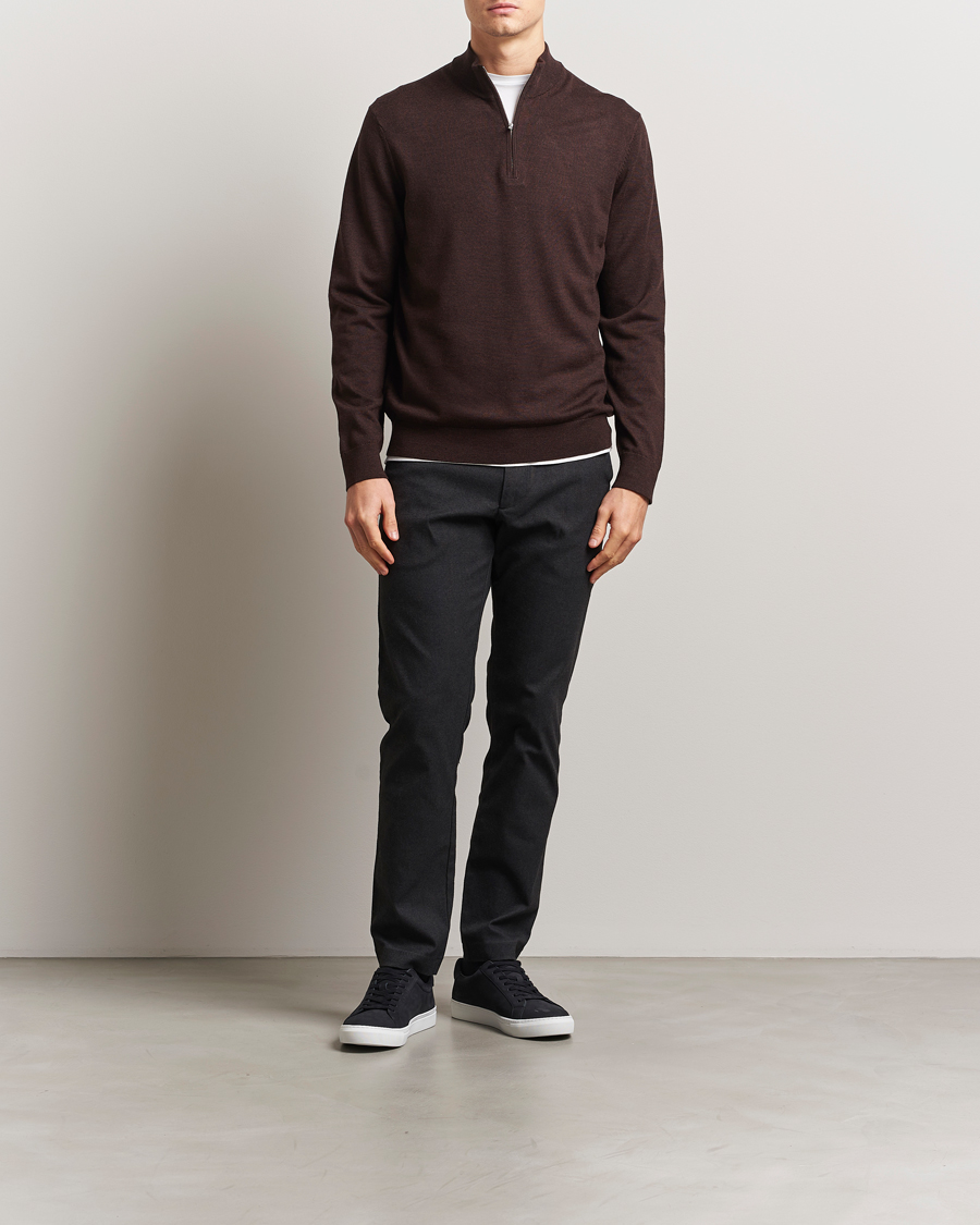Herren | Pullover | NN07 | Sergio Merino Knitted Half Zip Brown Melange