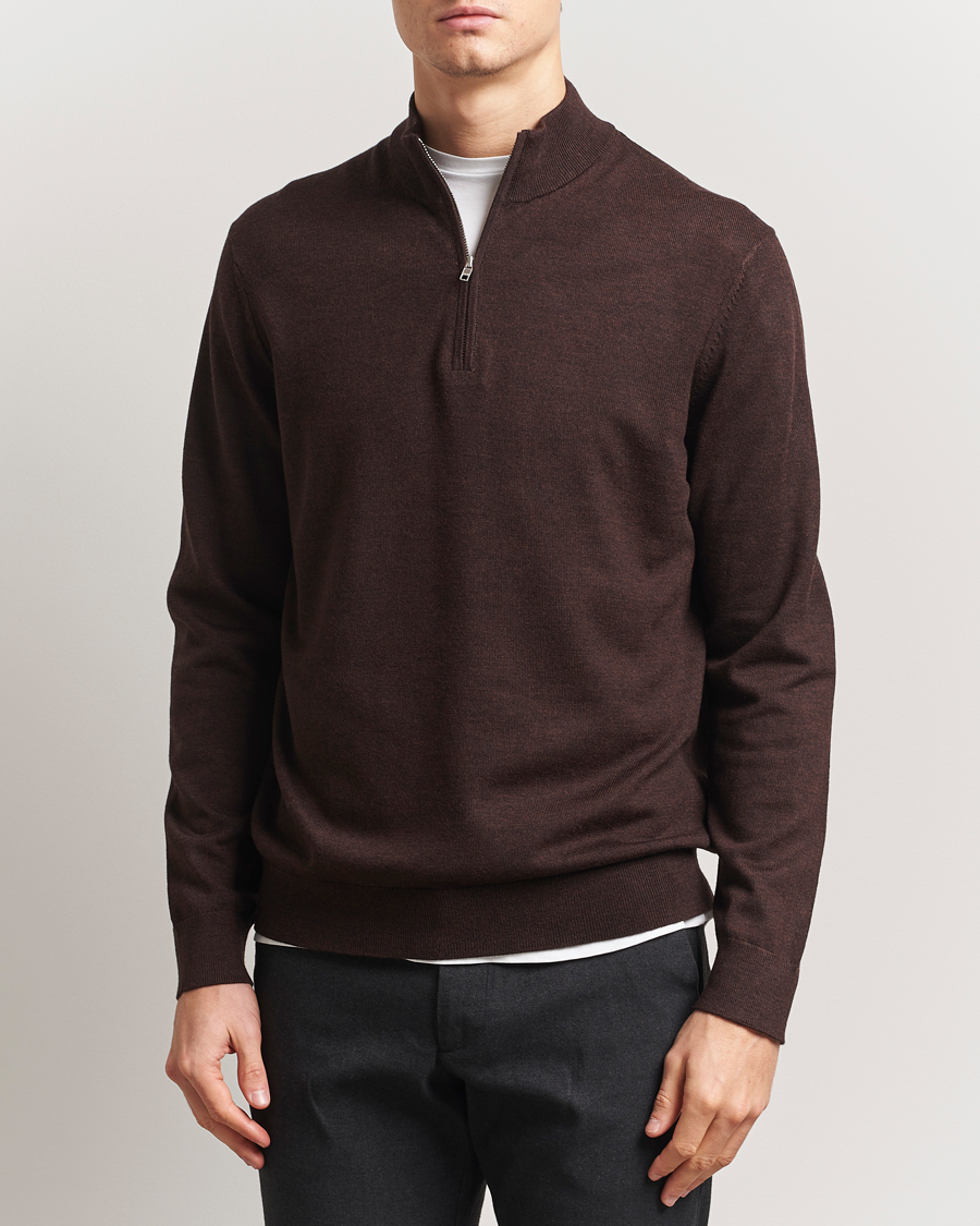 Herren | Pullover | NN07 | Sergio Merino Knitted Half Zip Brown Melange