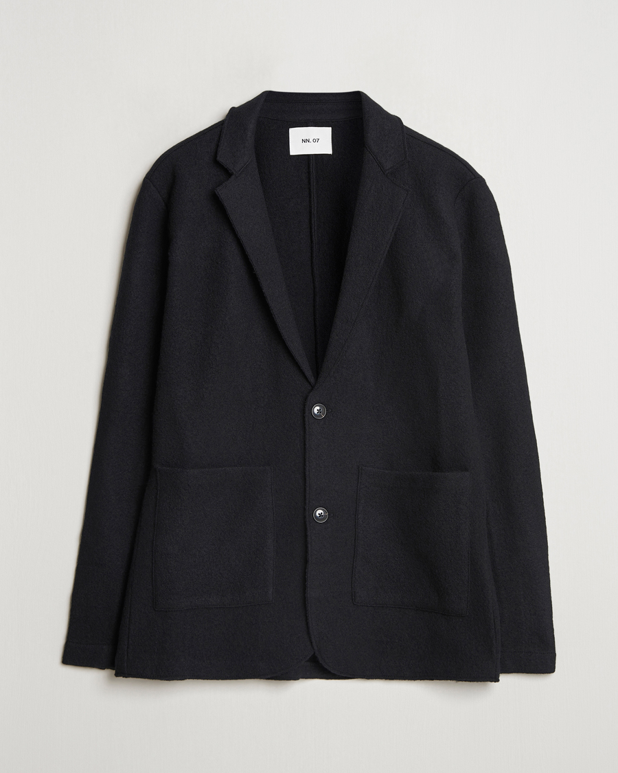 Herren | Sakkos | NN07 | Boiled Wool Knitted Blazer Black