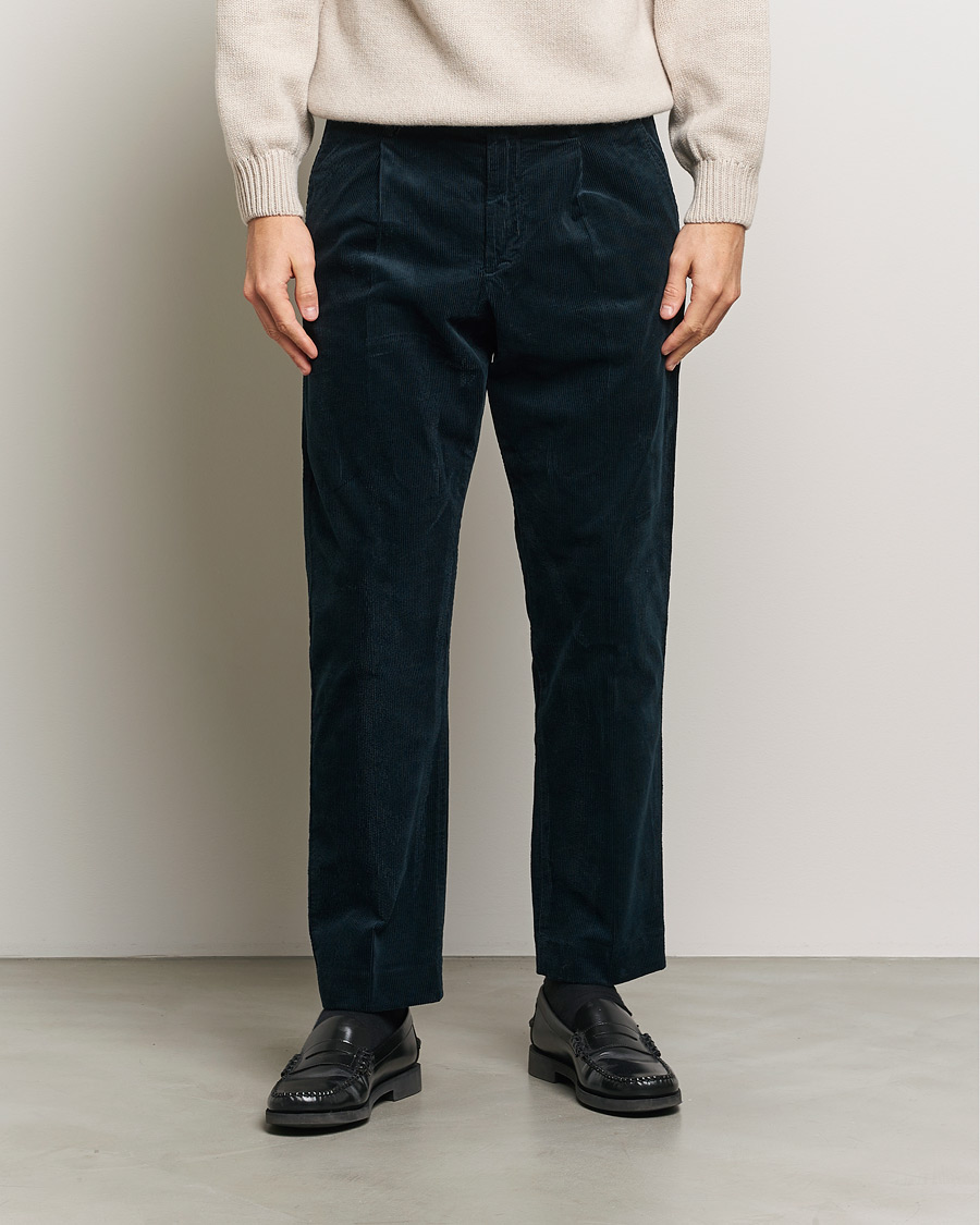 Herren | Hosen | NN07 | Bill Pleated Corduroy Pants Navy Blue
