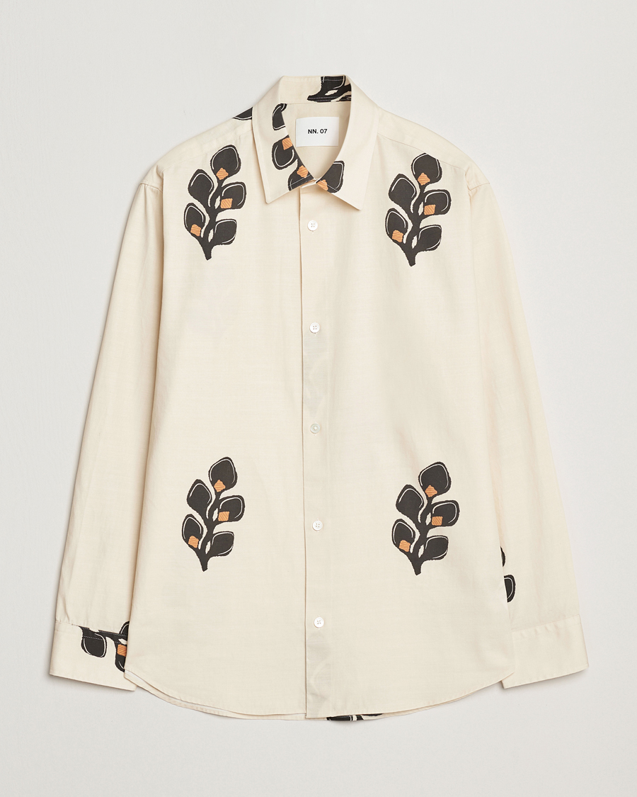 Herren | Hemden | NN07 | Freddy Printed Cotton/Lyocell Shirt Ivory