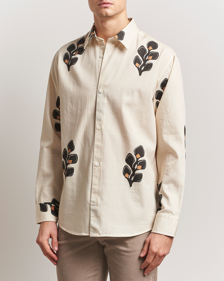 Herren | Hemden | NN07 | Freddy Printed Cotton/Lyocell Shirt Ivory