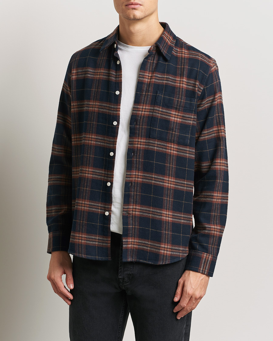 Herren | Hemden | NN07 | Arne Brushed Cotton Checked Shirt Navy/Red