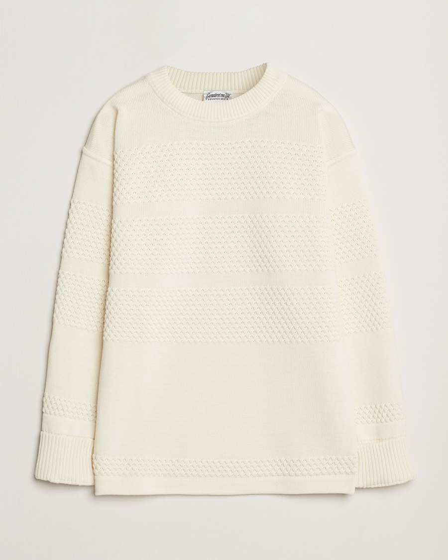 Herren | Pullover | S.N.S. Herning | Fisherman Wool Crew Neck Sweater Natural White