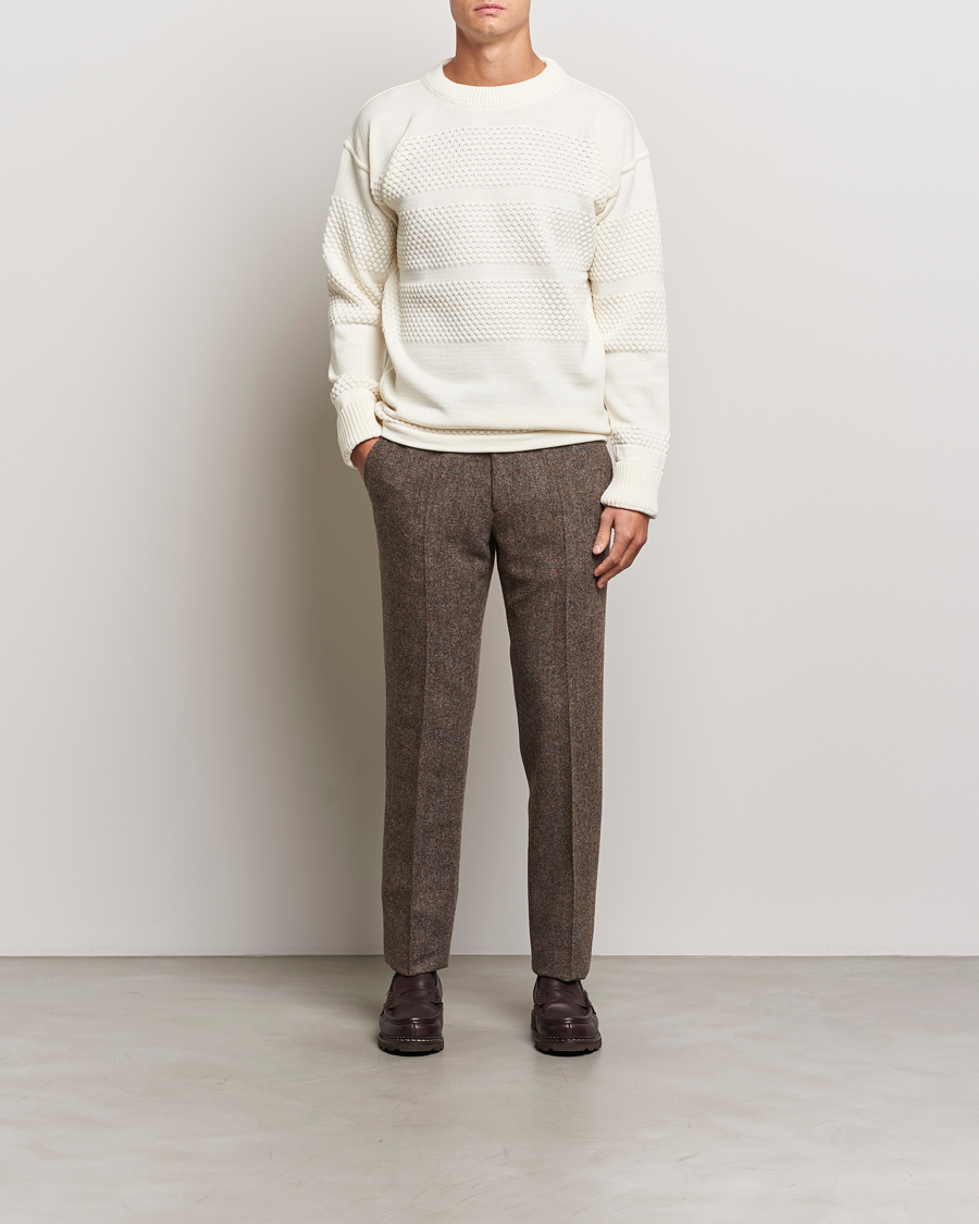 Herren | Pullover | S.N.S. Herning | Fisherman Wool Crew Neck Sweater Natural White