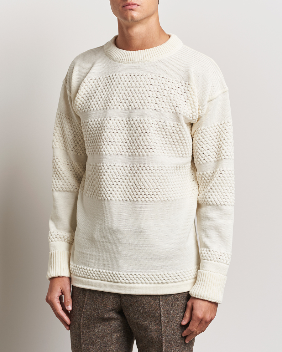 Herren | Pullover | S.N.S. Herning | Fisherman Wool Crew Neck Sweater Natural White