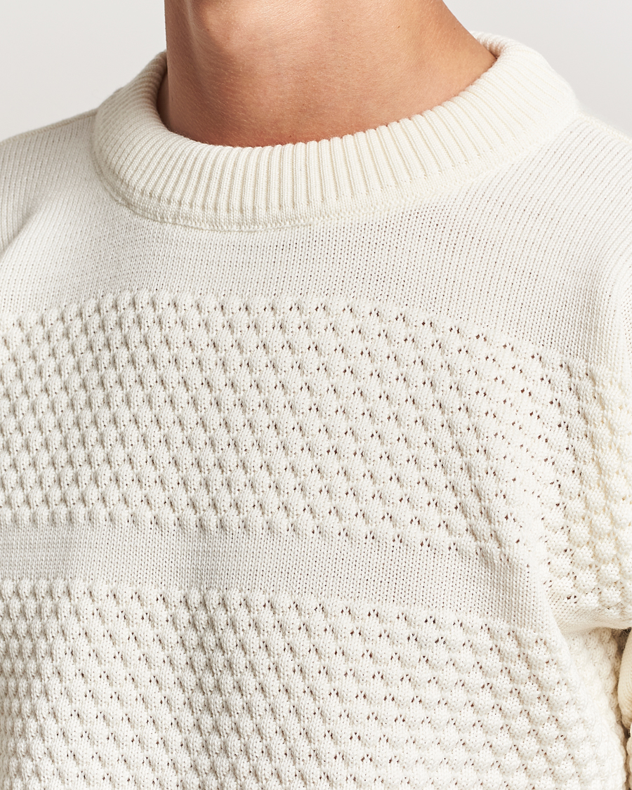 Herren | Pullover | S.N.S. Herning | Fisherman Wool Crew Neck Sweater Natural White