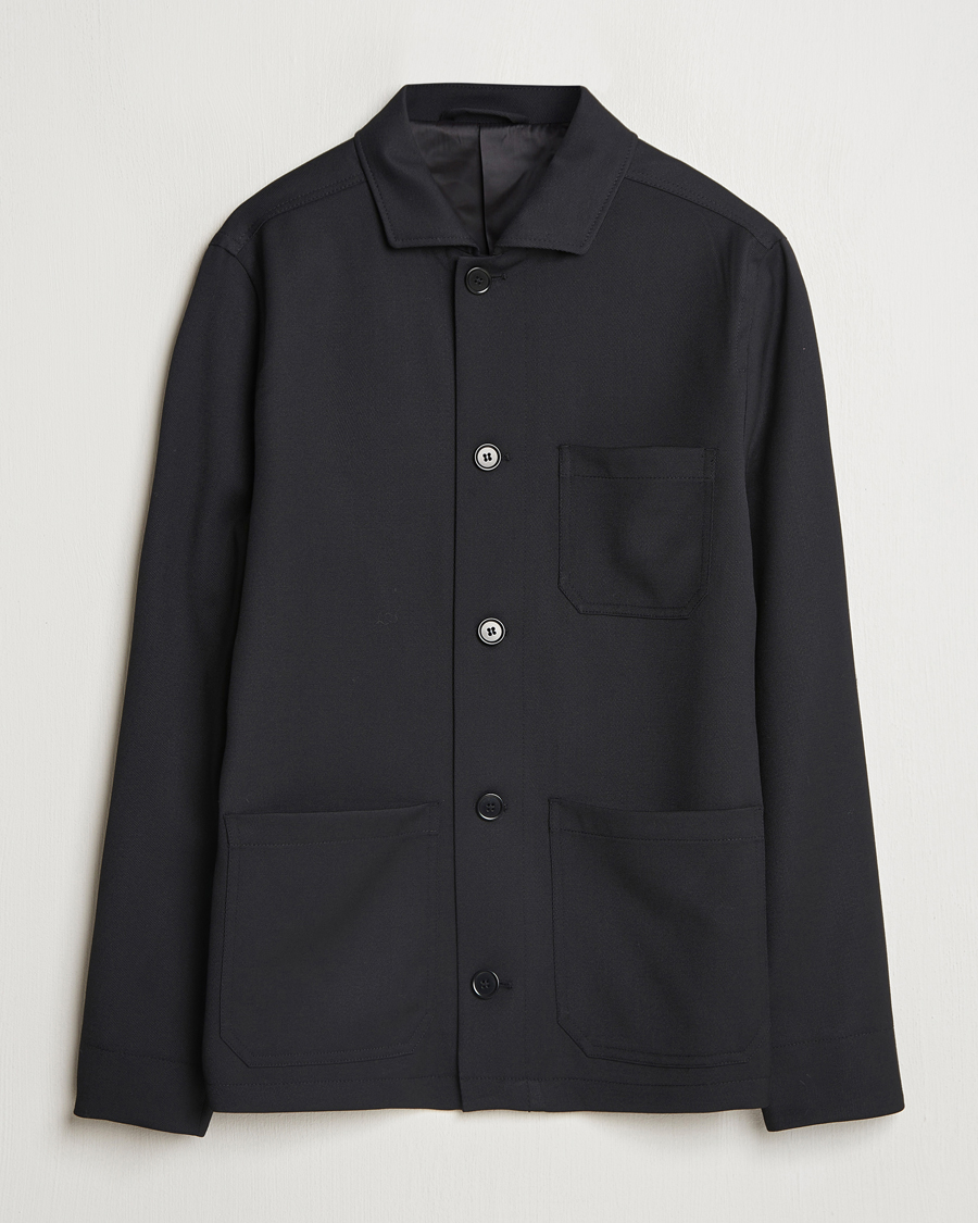 Herren | Jacken | Filippa K | Louis Wool Gabardine Shirt Jacket Black