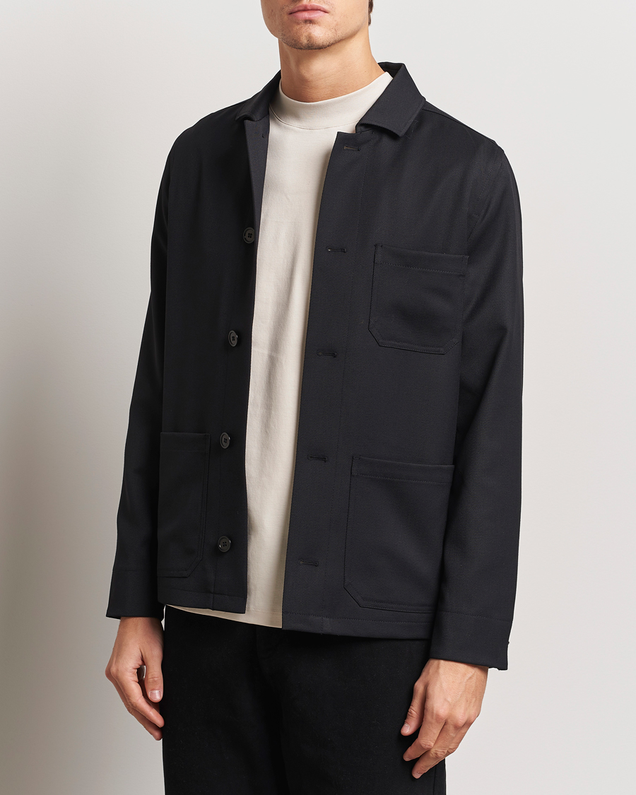 Herren | Jacken | Filippa K | Louis Wool Gabardine Shirt Jacket Black