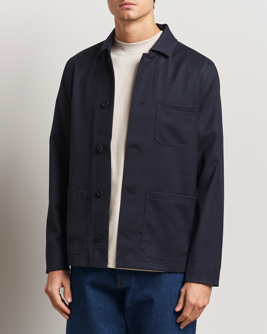 Herren | Hemden | Filippa K | Louis Wool Gabardine Shirt Jacket Navy