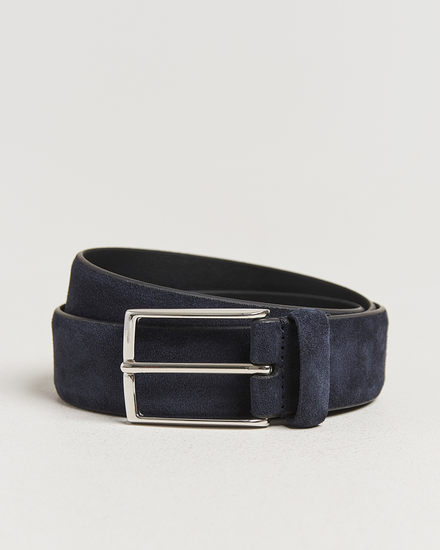 Herren | Gürtel | Anderson's | Calf Suede 3,5 cm Belt Navy