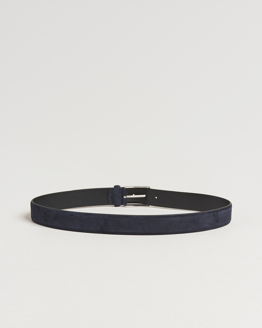 Herren | Gürtel | Anderson's | Calf Suede 3,5 cm Belt Navy