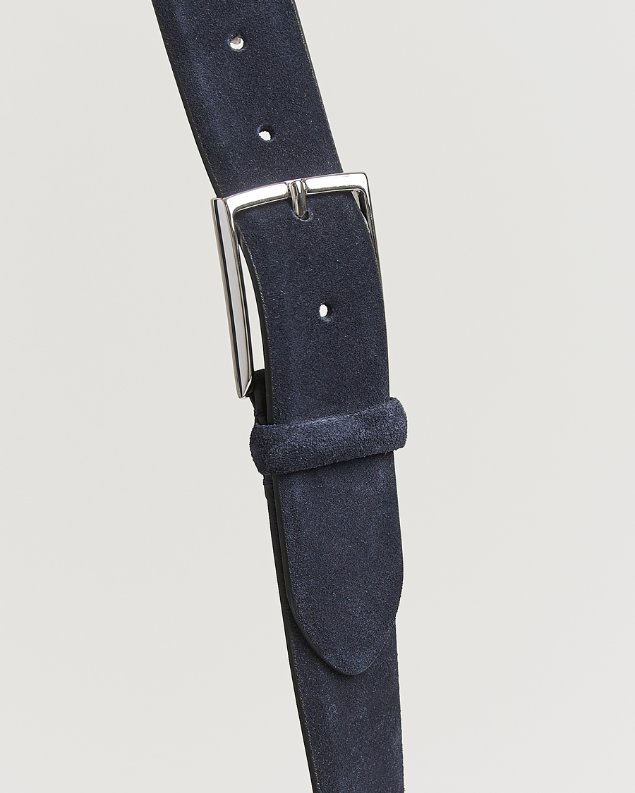 Herren | Gürtel | Anderson's | Calf Suede 3,5 cm Belt Navy