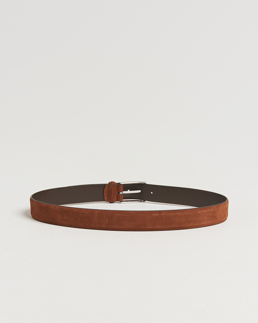 Herren | Gürtel | Anderson's | Calf Suede 3,5 cm Belt Tobacco