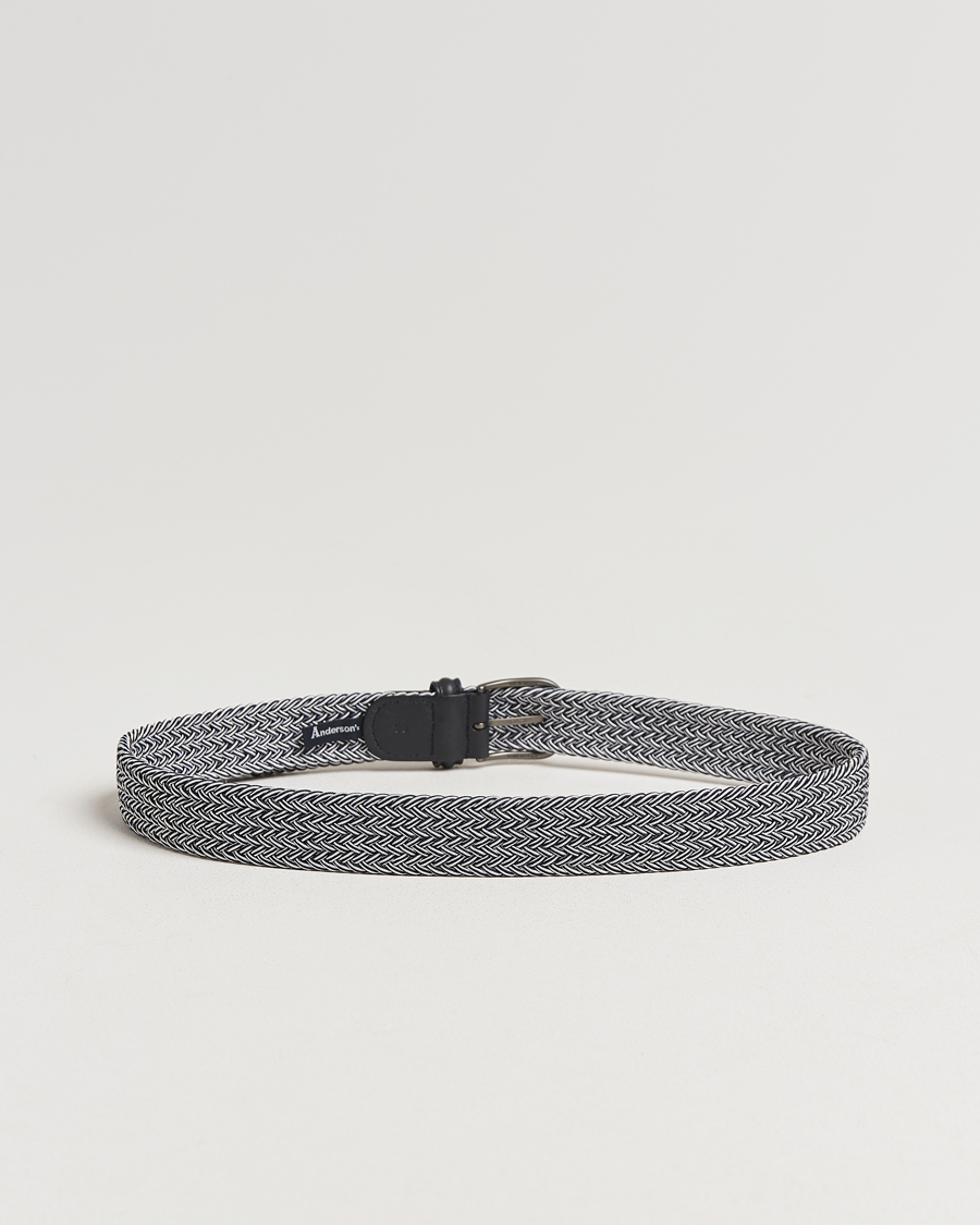 Herren | Gürtel | Anderson's | Stretch Woven 3,5 cm Belt Navy/White
