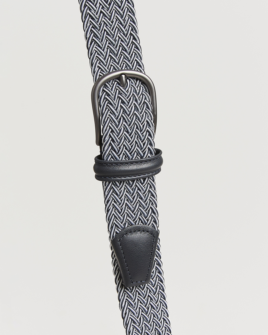 Herren | Gürtel | Anderson's | Stretch Woven 3,5 cm Belt Navy/White