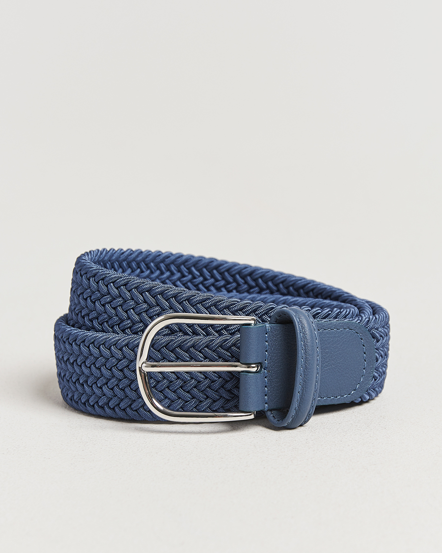 Herren | Gürtel | Anderson's | Stretch Woven 3,5 cm Belt Air Force Blue