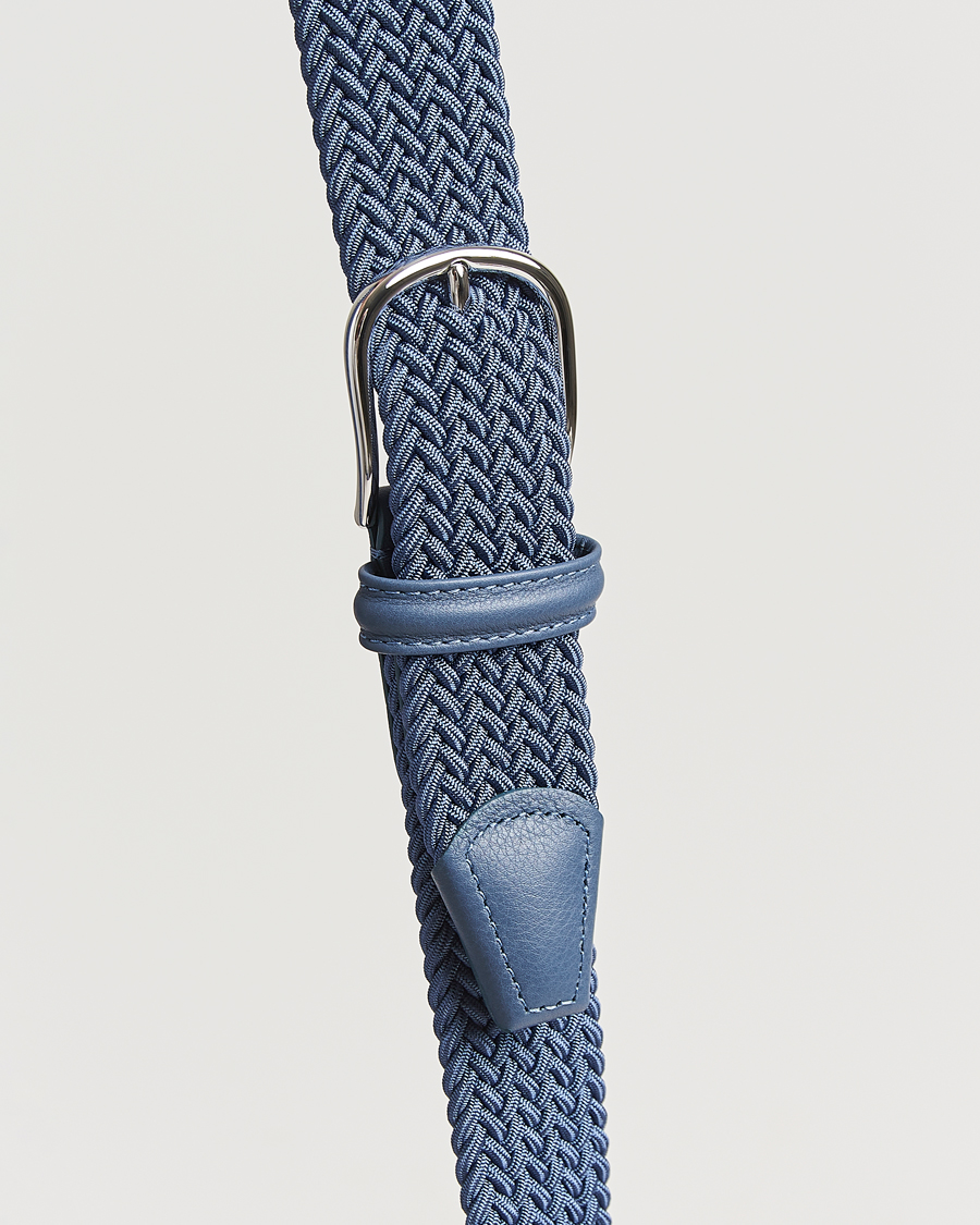 Herren | Gürtel | Anderson's | Stretch Woven 3,5 cm Belt Air Force Blue