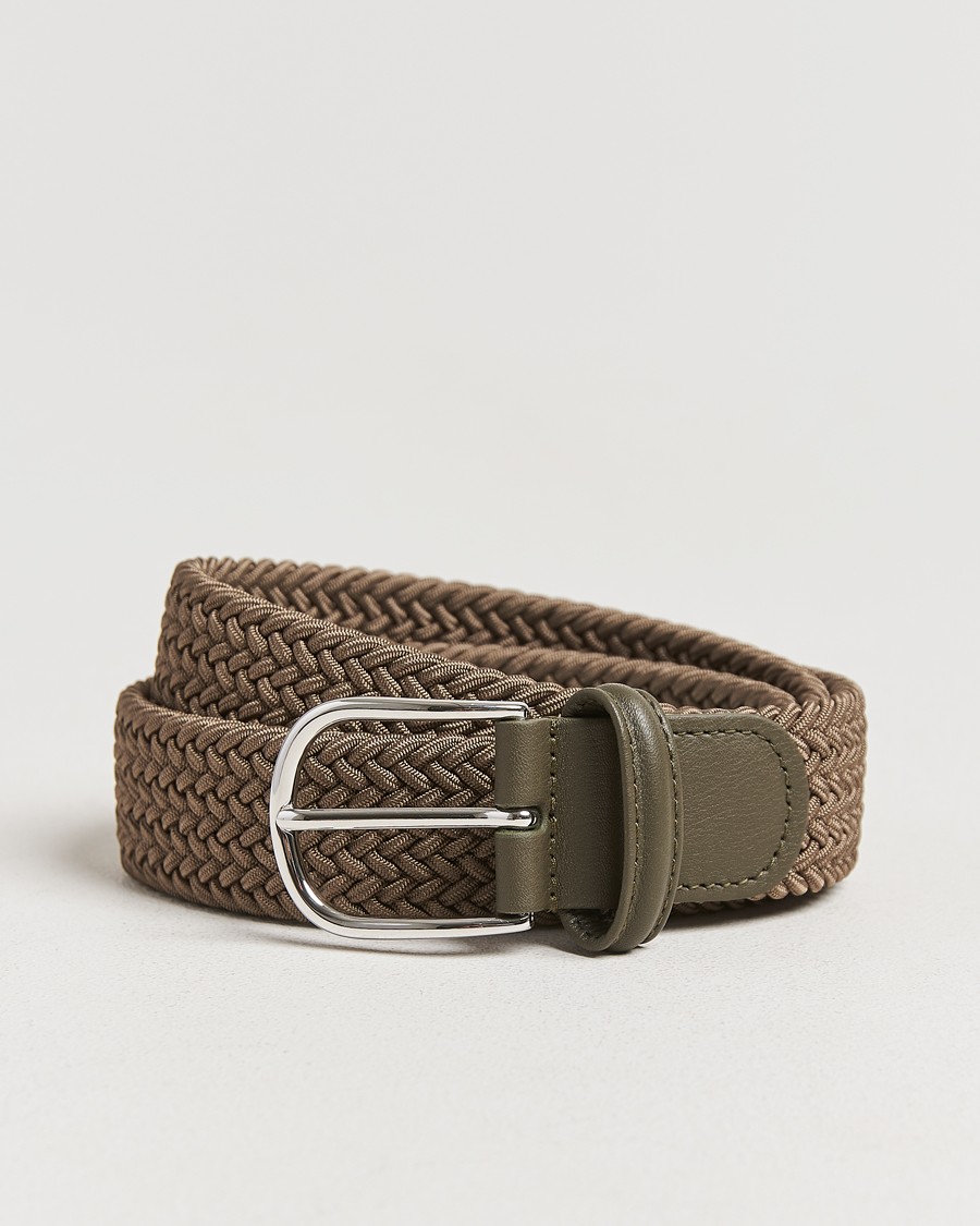 Herren | Gürtel | Anderson's | Stretch Woven 3,5 cm Belt Khaki