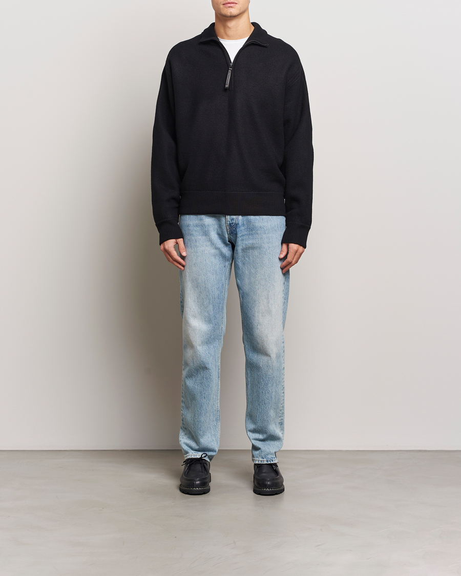 Herren | Pullover | J.Lindeberg | Bon Boiled Wool Quarter Zip Black
