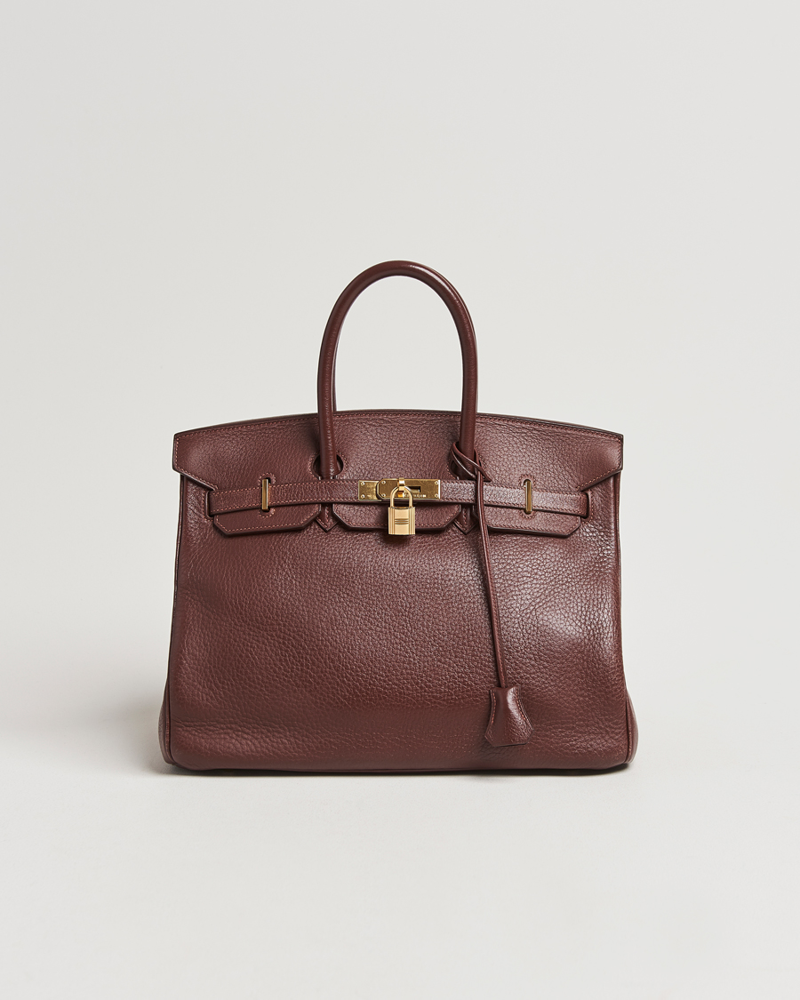 Hermes Pre Owned Birkin 35 Tourillon Clemence Handbag Havana