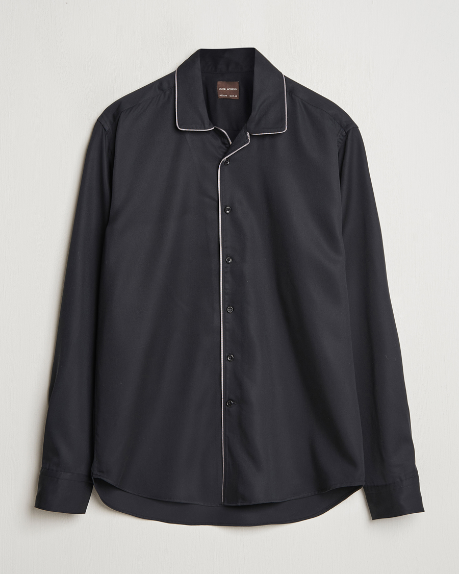Herren | Hemden | Oscar Jacobson | Reg Fit Camp Collar Shirt Black