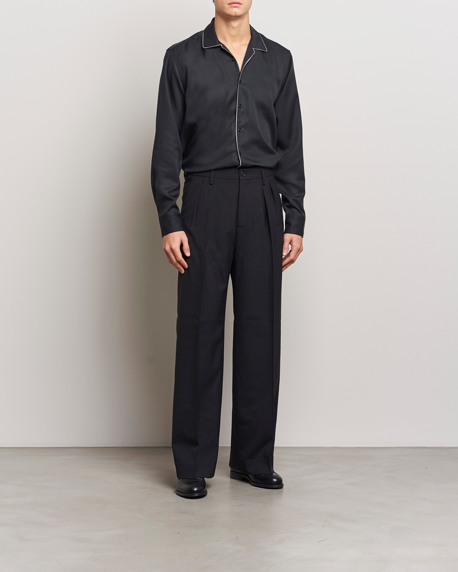 Herren | Hemden | Oscar Jacobson | Reg Fit Camp Collar Shirt Black