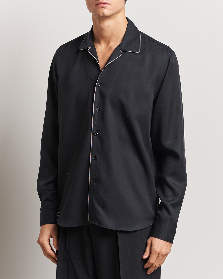 Herren | Hemden | Oscar Jacobson | Reg Fit Camp Collar Shirt Black
