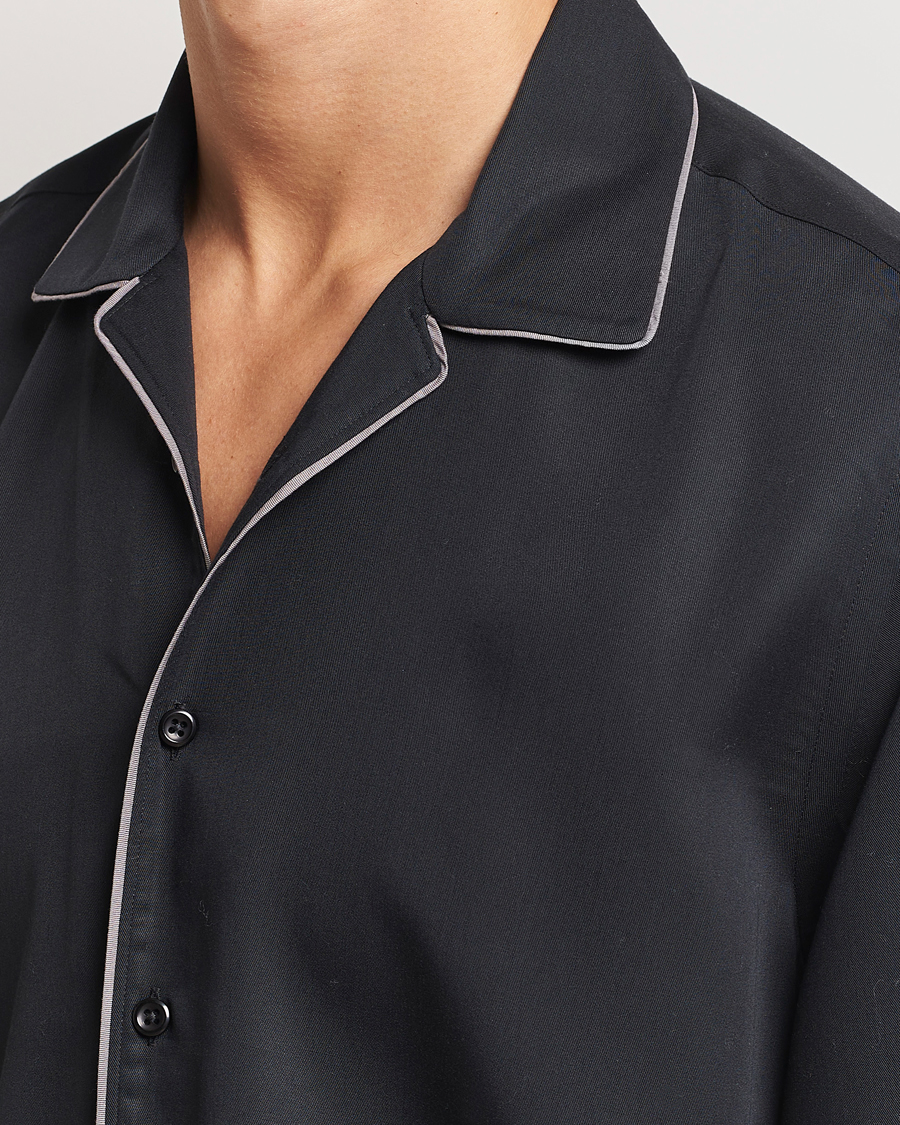 Herren | Hemden | Oscar Jacobson | Reg Fit Camp Collar Shirt Black